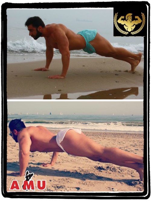 alphamaleundies:
“ Fran @SpartanNutri having his morning work out on the beach, wearing AMU extreme shorts. #AlphaMale #Extremeshorts
http://www.alphamaleundies.com/brands/AMU.html
”